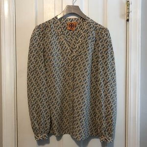 Tory Burch Long Sleeve Silk Print Blouse size 0